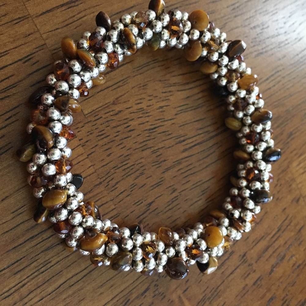 Sterling Silver & Tigers Eye Beaded Bracelet